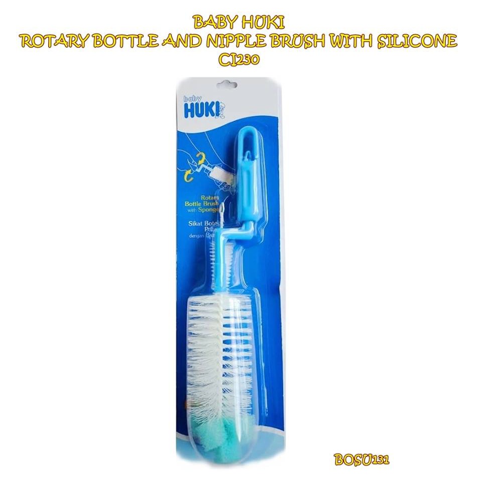 BOSU131 BABY HUKI ROTARY BOTTLE AND NIPPLE BRUSH WITH SILICONE CI0230 SIKAT BOTOL PUTAR HUKI