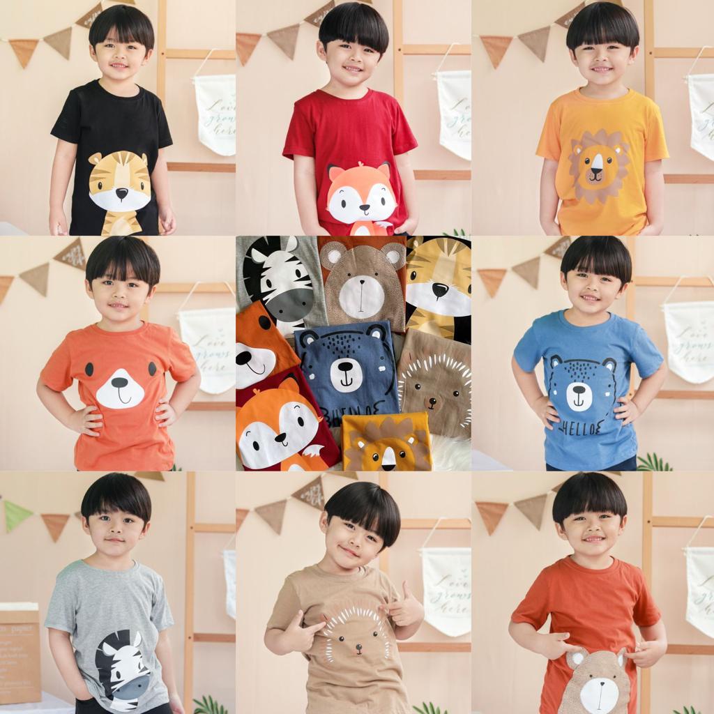 Kaos Anak 1 - 5 Tahun Smilee Tshirt Animal Kaos Atasan Anak Sehari Hari Cotton CBKS S24