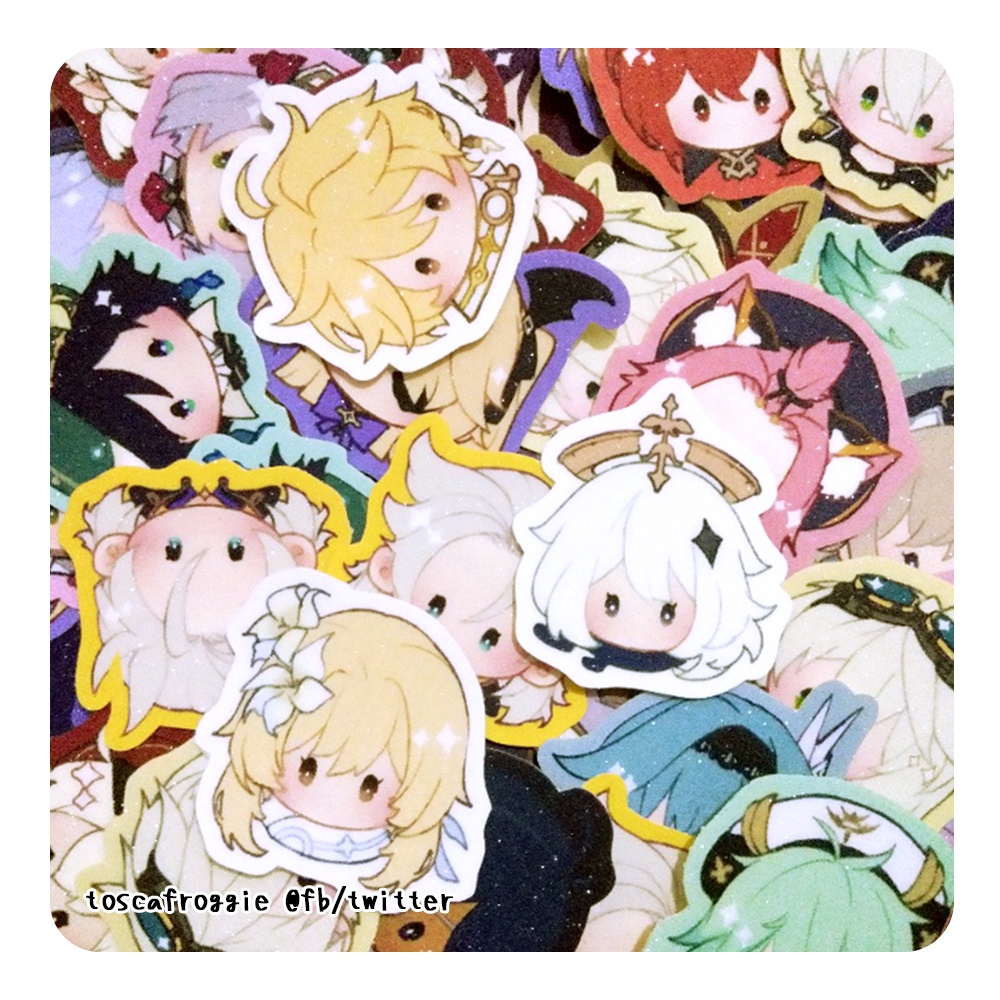

[ froggo ] GENSHIN IMPACT MONDSTADT & LIYUE GLITTER DIE CUT STICKER - DILUC JEAN AMBER KAEYA LISA MONA NOELLE BENNET ROSARIA BARBARA ALBEDO SUCROSE EULA KLEE DIONA VENTI FISCHL RAZOR ITTO THOMA GOROU KAZUHA YAE KOKOMI