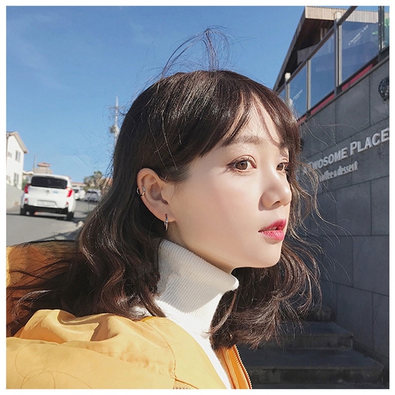 We Flower 1Pair Anti Allergy Fashion Cartilage Hoop Earrings for Women Punk Lip Nose Ring Jewelry