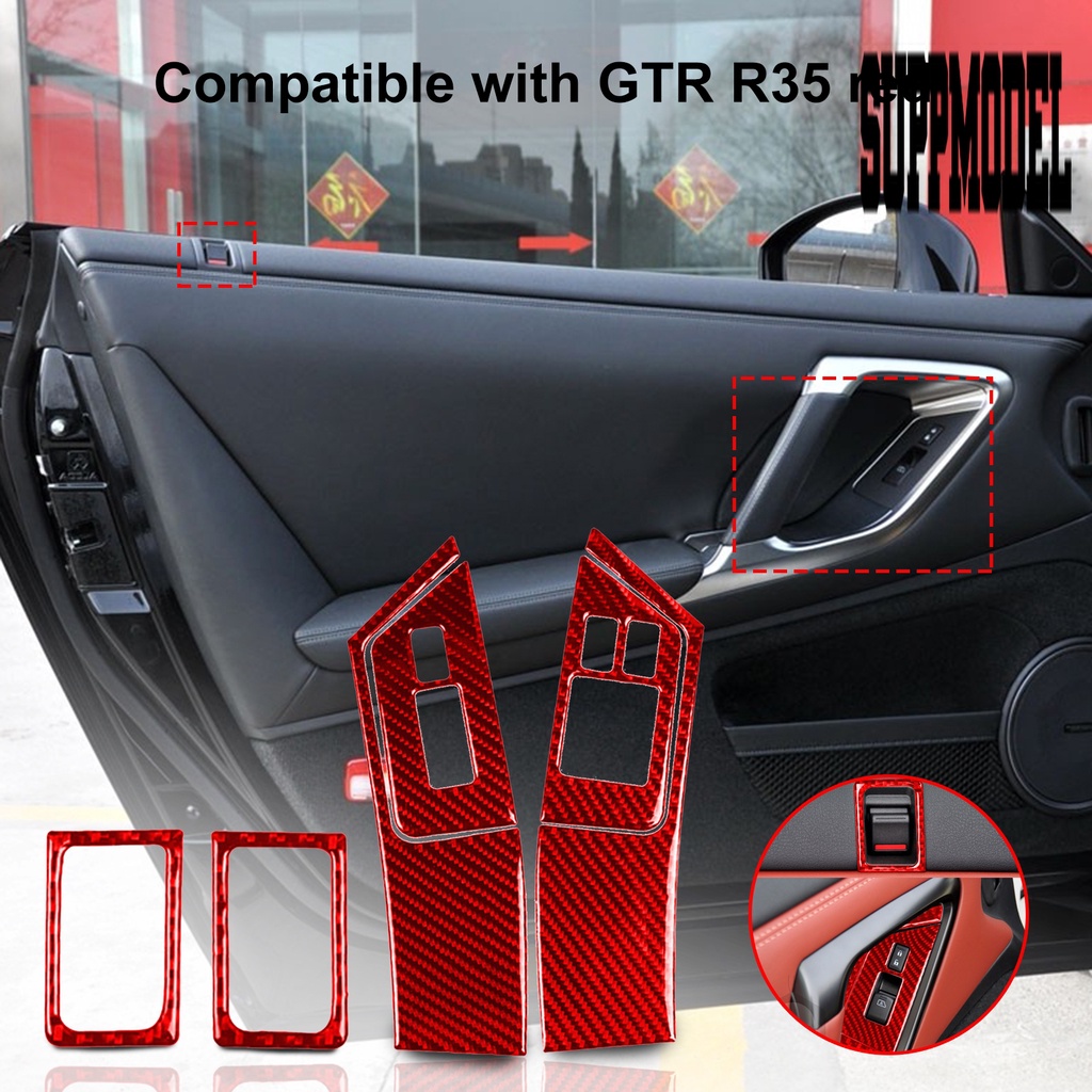 Suppmodelx < 6Pcs / Set Sticker Dekorasi Panel Kunci Pintu / Jendela Mobil GTR R35 2008-2016
