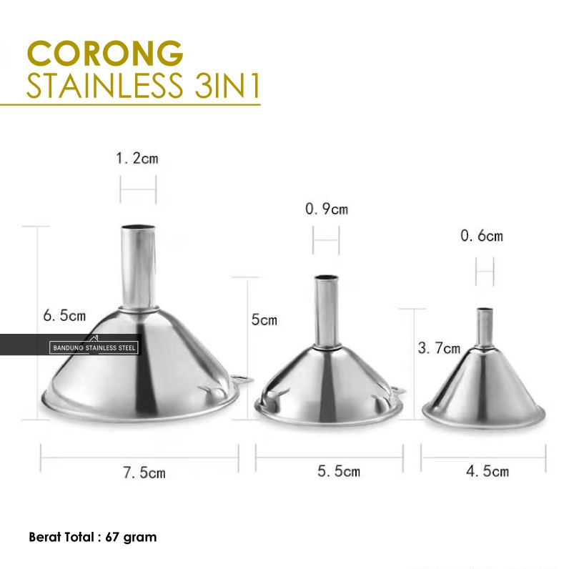 Corong Stainless Mini SET 3in1 serbaguna tuang minyak garam kecap pipa bentuk hati