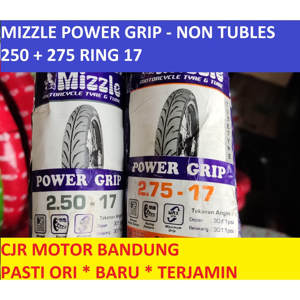 PAKET 2 Ban MIZZLE POWER GRIP 250 + 275 RING 17 Ban Motor Harian Tube
