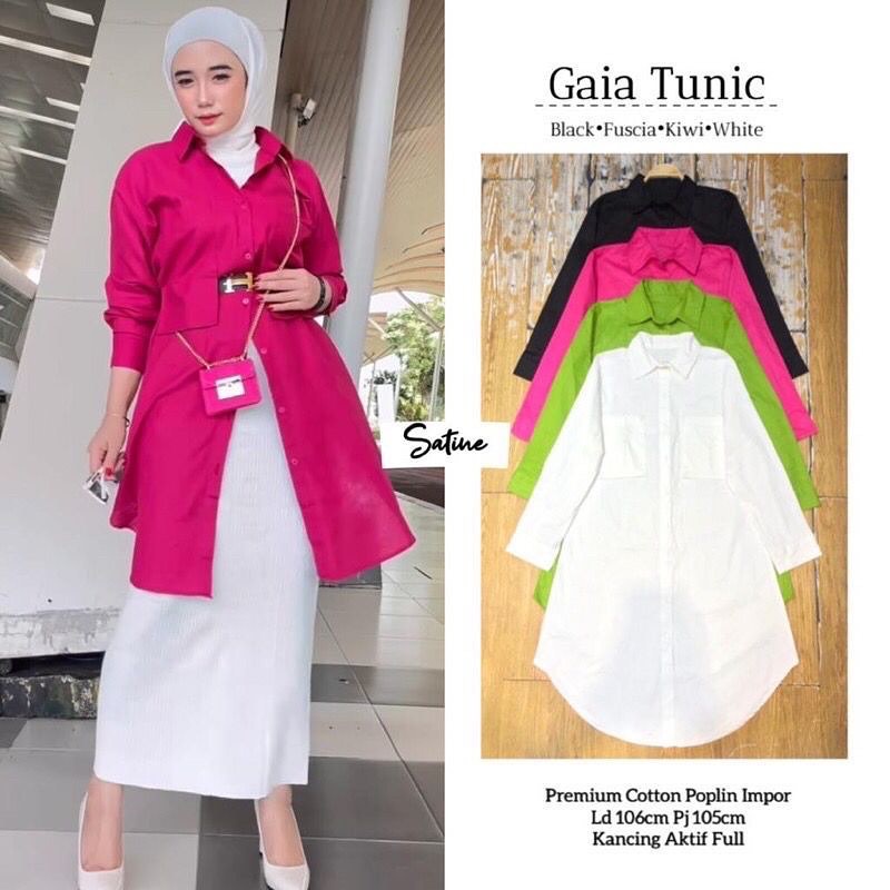 GAIA TUNIK / TUNIK KATUN IMPORT / ATASAN WANITA GAIA TUNIK BAHAN KATUN POPLIN IMPORT / TUNIK KERJA P