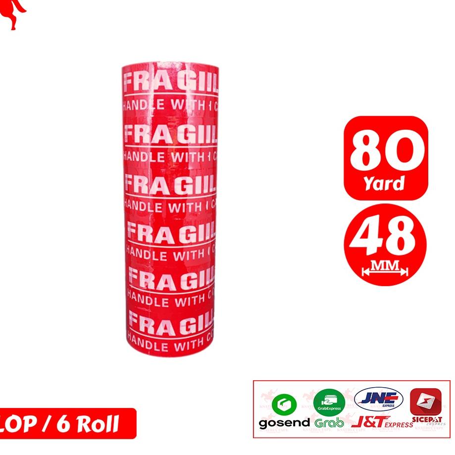 

⭐[ゲ]Lakban OPP Tape / Lakban Fragile Merah KSATRIA Tape 80 Yard (1 Slop)