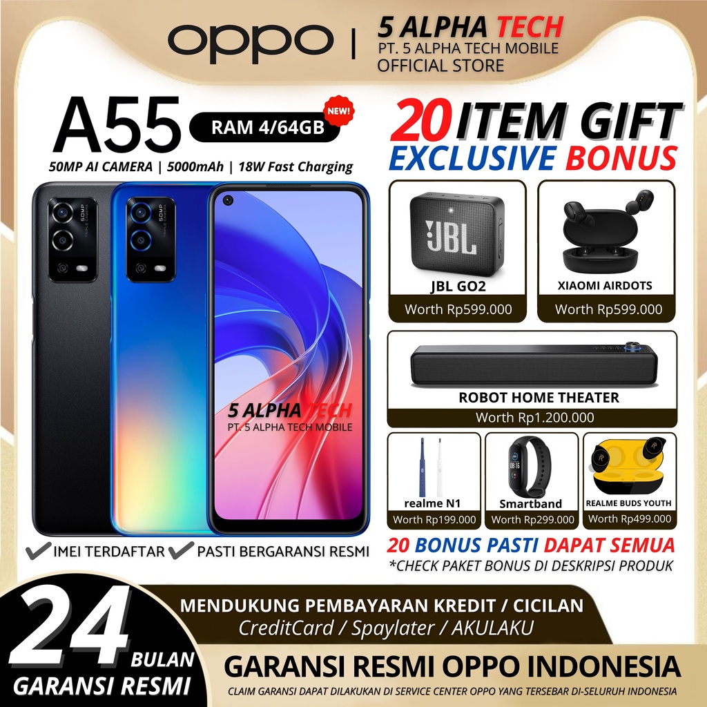 OPPO A55 4/64GB GARANSI RESMI OPPO