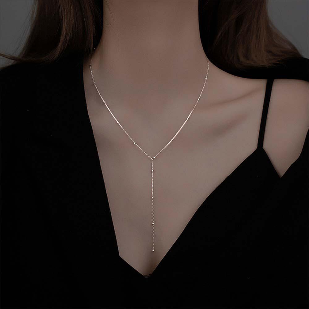 Kalung Choker Liontin Manik-Manik Rumbai Panjang Gaya Korea Untuk Anak Perempuan