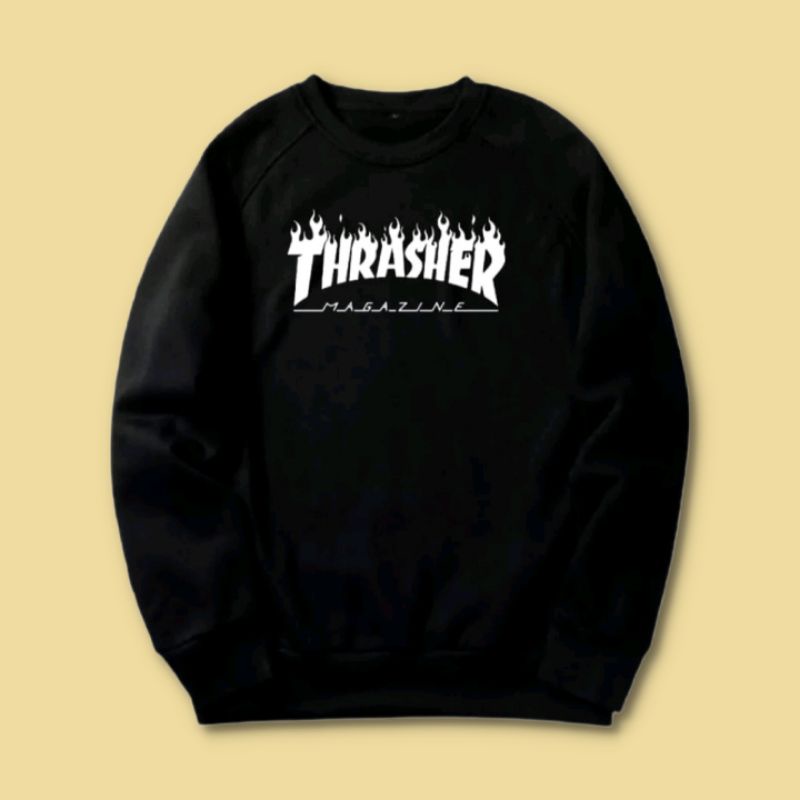 SWEATER CREWNECK HITAM THRASHER PRIA DAN WANITA ORIGINAL DISTRO
