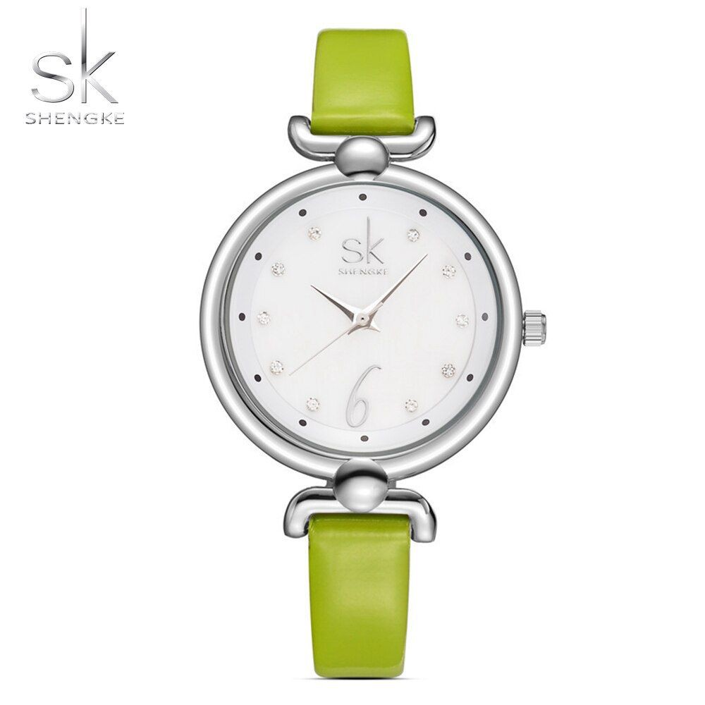 SHENGKE 0002 Jam Tangan Wanita Analog Tali Kulit WK-SBY