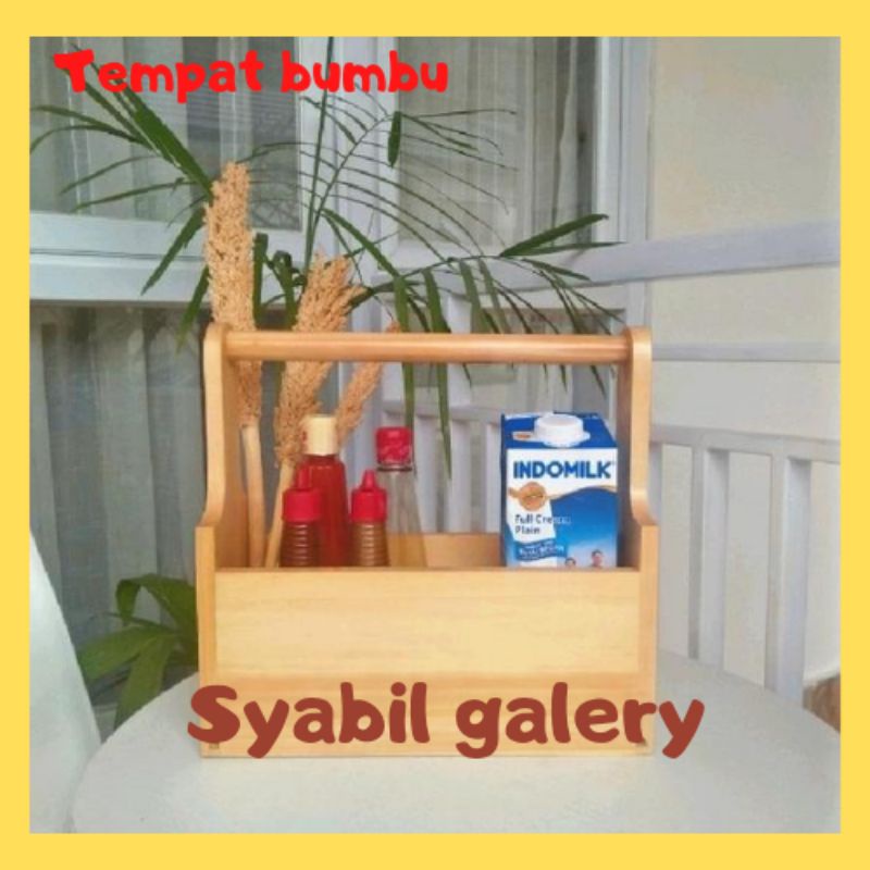 KOTAK BUMBU/SAOS BOTOL KERANJANG BUMBU BOX KAYU SERBAGUNA KAYU PINUS