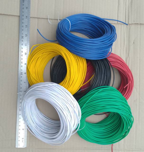 Kabel awg18 awg 18 serabut tembaga 0.75 paket roll 50m biru