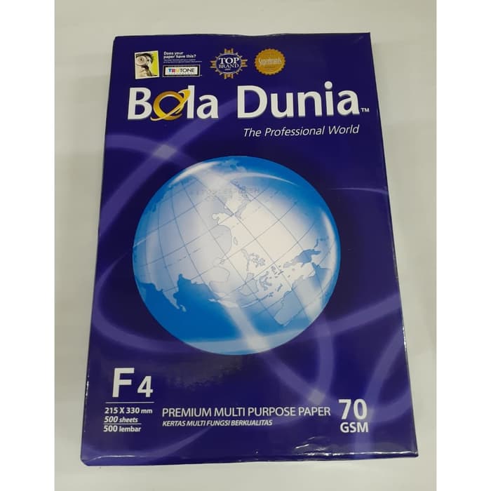 

KERTAS HVS BOLA DUNIA F4 70 GRAM | PAPER | KERTAS PRINT