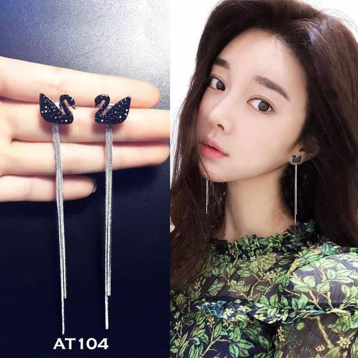 Anting Import Korea Model Panjang Diamond Hewan Pearl