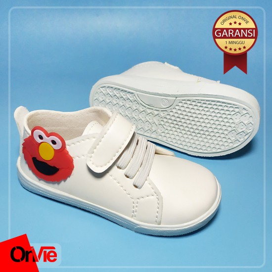 Sepatu Sekoah Anak Tk /SD / SMP/ Motif Elmo Karet 3D | Sepatu Kids Onvie