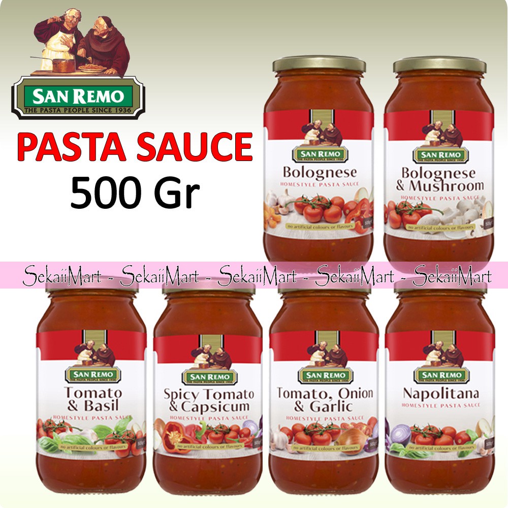 

SAN REMO Pasta Sauce All Variant 500g - SANREMO Saus Bumbu untuk Pasta Semua Rasa Halal