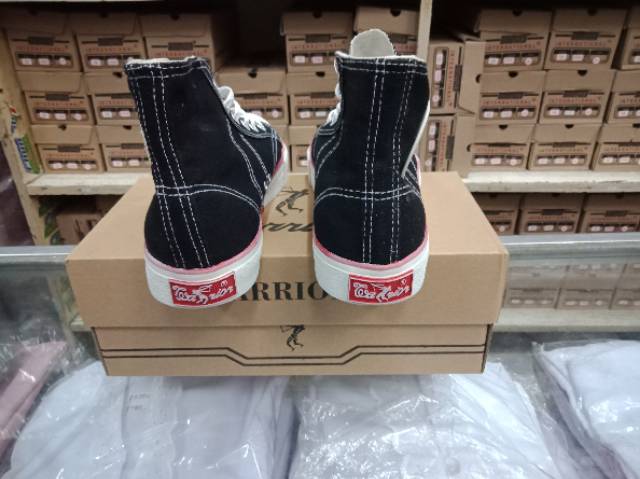 Sepatu Sekolah Warrior Hitam Putih Original Tinggi - HARGA MURAH