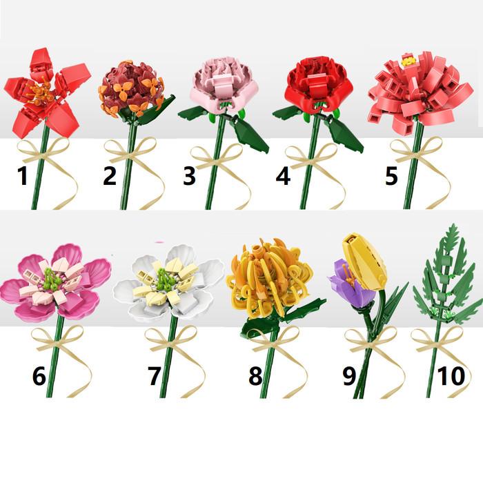 Toys | City Flower Bunga Rose Tulip Chrysant Orchid Sun Leaf Lego Compatible