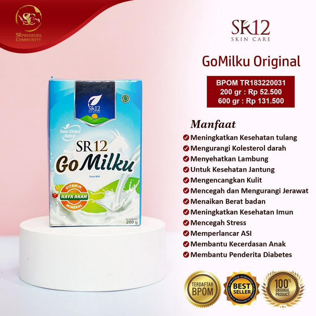 

SUSU KAMBING GOMILKU SR12 / SUSU ETAWA KUALITAS PREMIUM / GOAT MILK SUSU BUBUK TANPA GULA BPOM