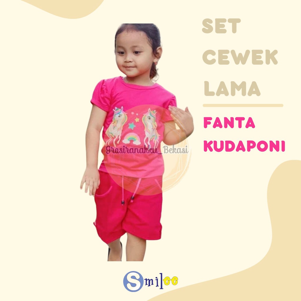 Setelan Anak Cewe Pink Fanta Kudapony Size 1,2,3thn Murah