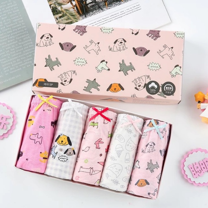 SET Celana Dalam Anak Perempuan Celana Dalam Katun Anak dengan Box Kolor Anak Perempuan Import Doggy