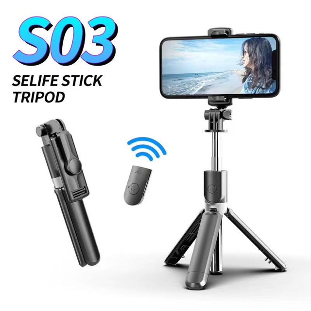 TONGSIS bluetooth TRIPOD  3 in 1 Tongsis Bluetooth With Remote Mini S03