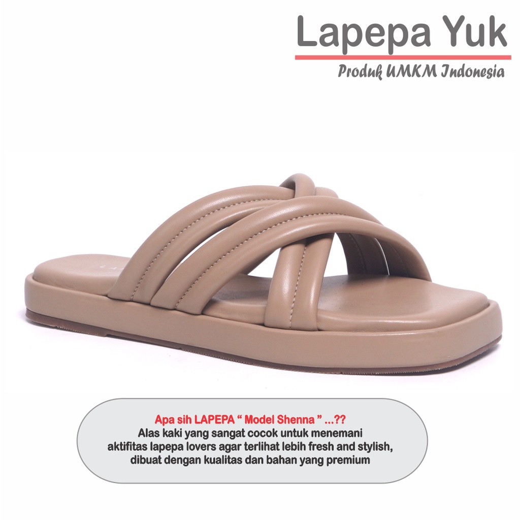 LAPEPA YUK - Sandal Wanita Wedges SHENNA Sendal Cewek Platform Kondangan Hak Tinggi 3cm Model Silang 3 Size 36 37 38 39 40 Pergi Jalan Casual Santai Rumah Slop Warna SMOKE Coksu Soft Selop Premium Original Kekinian Terbaru Shoes ORI Mall Official Store