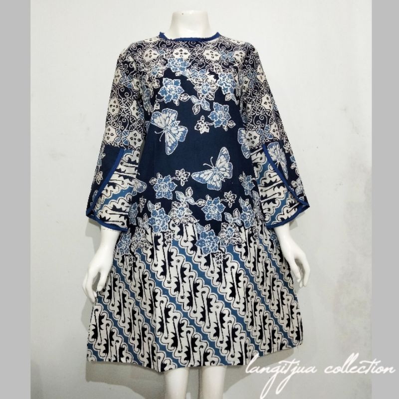 TUNIK BATIK TULIP 3D CAP COLET PREMIUM  | DRESS BATIK LENGAN TULIP