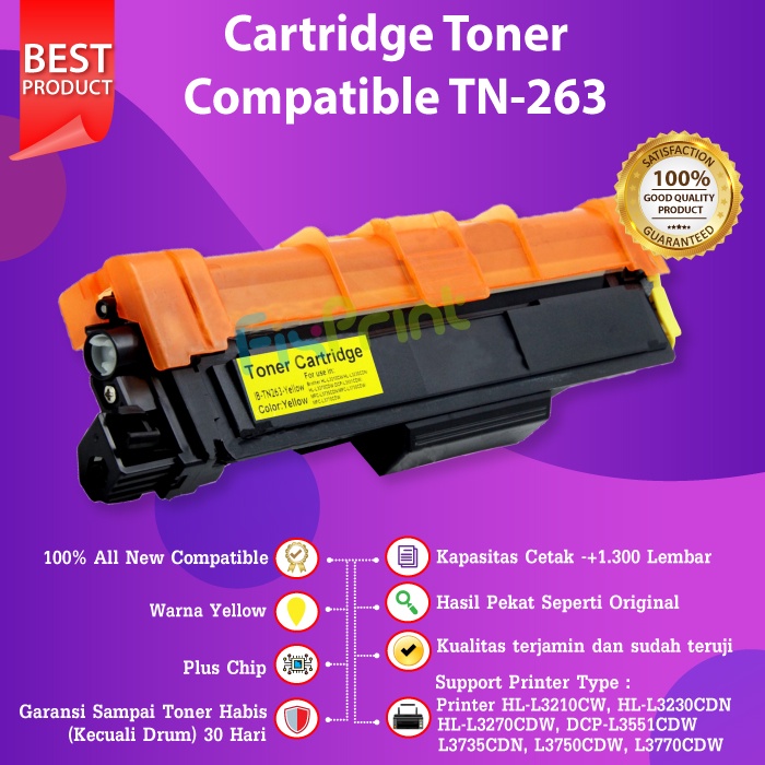 Cartridge Toner TN263 TN-263 Compatible Printer Brother HL-L3270CDW MFC-L3735CDN L3750CDW L3770CDW