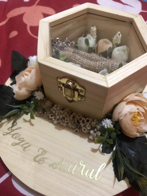 Ready Stock! Ring Bearer, Ring Box, Kotak Cincin, Seserahan -  Rustic Dengan Nama.