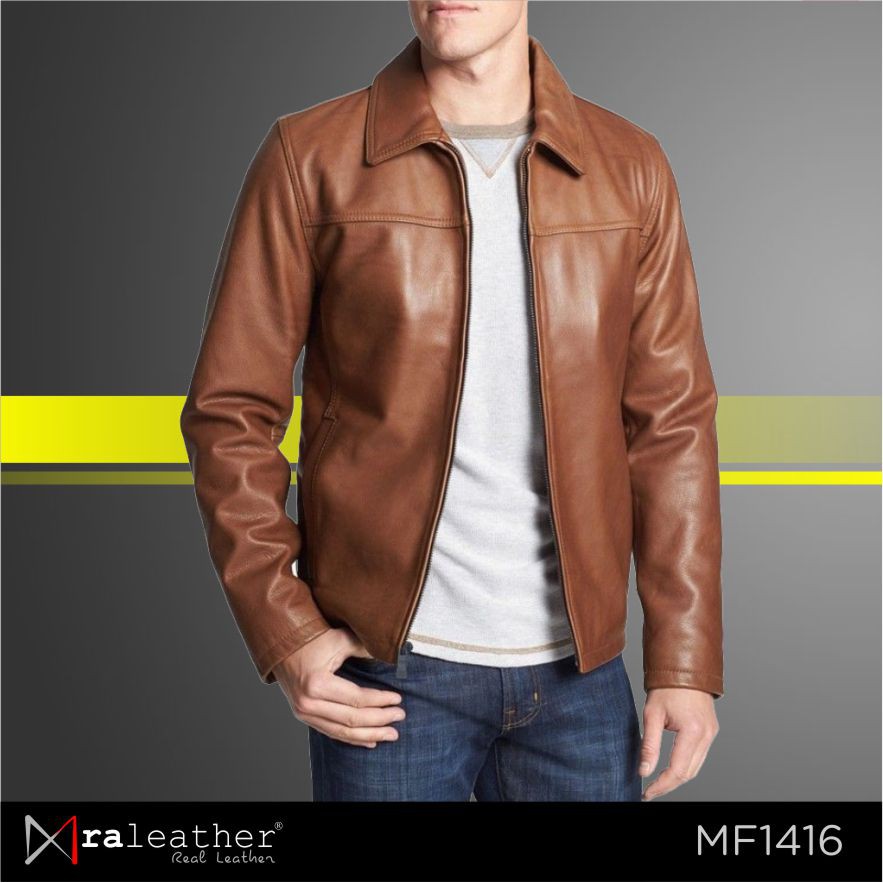 Jaket Kulit Pria 100% Kulit Domba Asli Garut  RA Leather Original  - MF1416