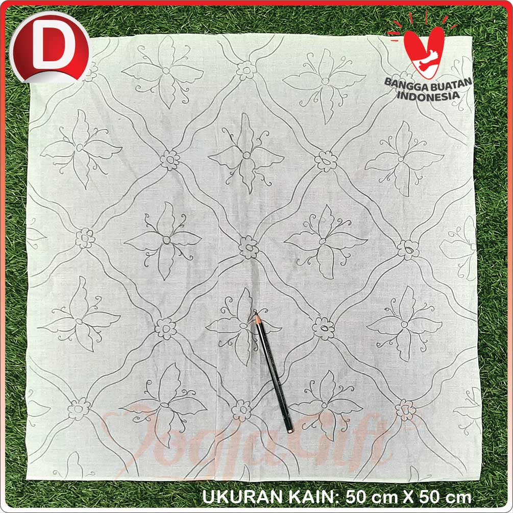 Kain Katun Prima Sketsa Pensil Motif Batik 50 cm X 50 cm