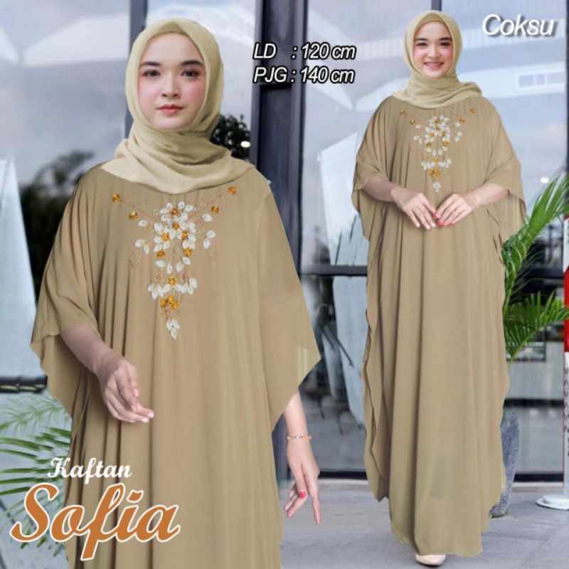 Arnis Kaftan Sofia Ceruty Premium dengan Furing Langsung Jumbo