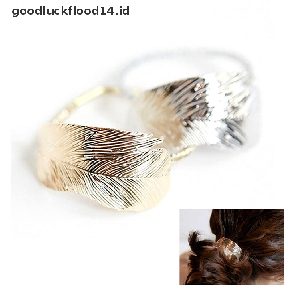 [OOID] HOT Women Tree Leaf Shape Mental Hair Rope Elastic Rubber Band Headdress Rope ID