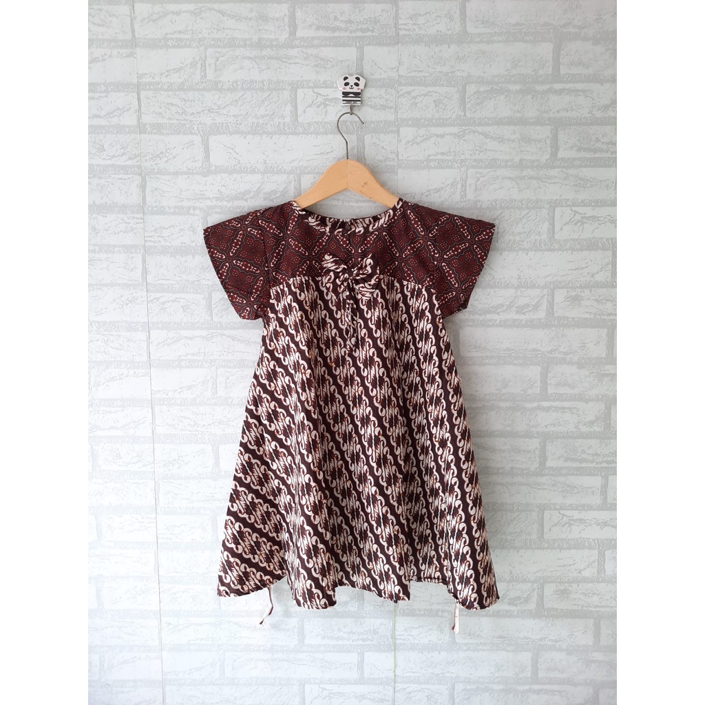 Dress batik sogan anak size 0 usia 1 th - 2,5th