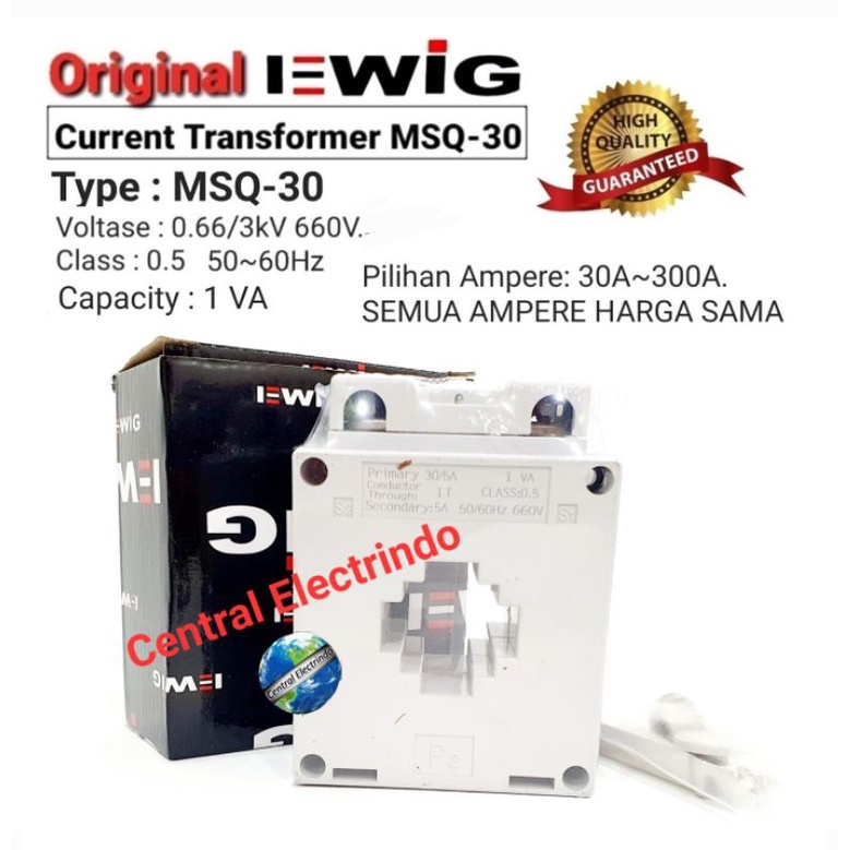 Current Transformer CT 96x96mm MSQ-30 30A~300A/5A EWIG.