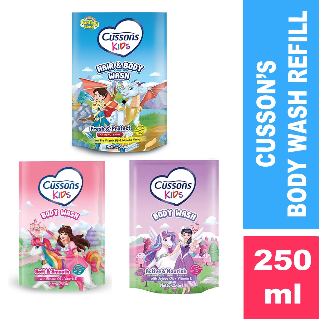 Bisa COD CUSSONS KIDS Body Wash Soft &amp; Smooth / Active &amp; Nourish / Fresh &amp; Protec - Cusson Body Wash Refill 2