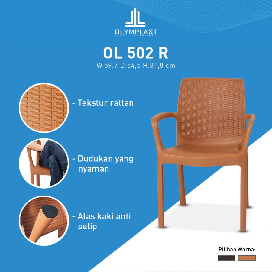 Kursi Plastik Rotan Kokoh Olymplast OL 502 R dab OL 505R