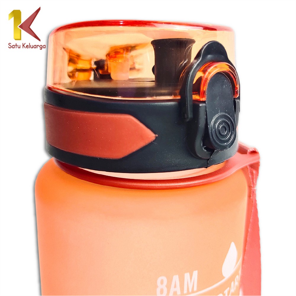 Satu Keluarga Botol Minum 1 Liter C407 Gradasi Tumbler Olahraga Sport Unik Botol Motivasi Thumbler Penanda Waktu BPA FREE-6