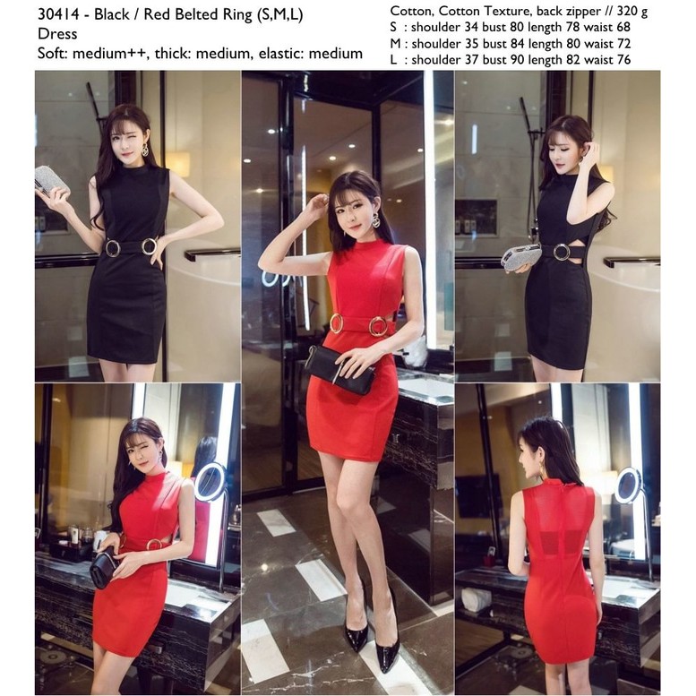 Black,Red Belted Ring (S,M,L) - Dress o0414 import
