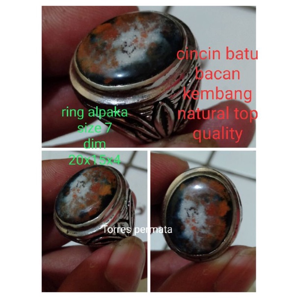 cincin batu bacan kembang natural