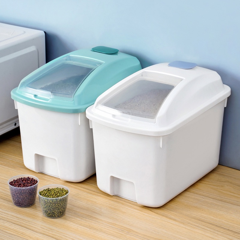 Kotak penyimpanan beras kotak penyimpanan ember plastik kotak makan siang dengan tutup