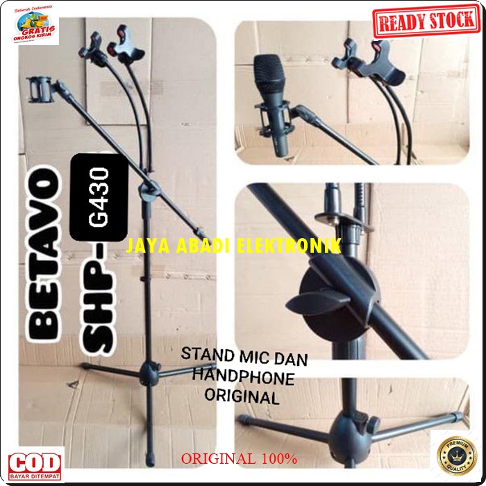 G430 BETAVO STAND MIC BAHAN FULL BESI HOLDER 3 CABANG 3IN1 KAKI TIGA 1.7 METER BISA UNTUK SEGALA  MICROPHONE TEMPAT GANTUNG TIANG PEGANGAN LANTAI UBIN PENYANGGA MIKROPON DAN HANDPHONE TIANG PENYANGGA PELINDUNG SANGAT PRAKTIS DAN AMAN HARGA TERJANGKAU