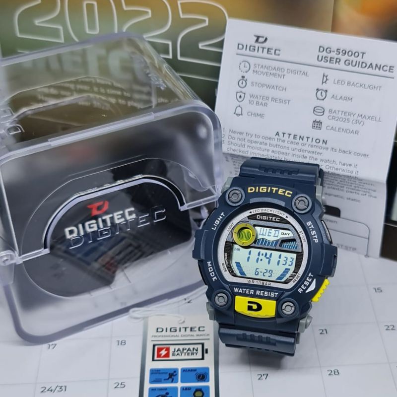 Jam Tangan Pria Digital DIGITEC DG-5900T Rubber Original