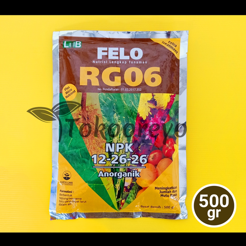PUPUK FELO RG06 500 GRAM NPK  12 26 26 KEMASAN PABRIK