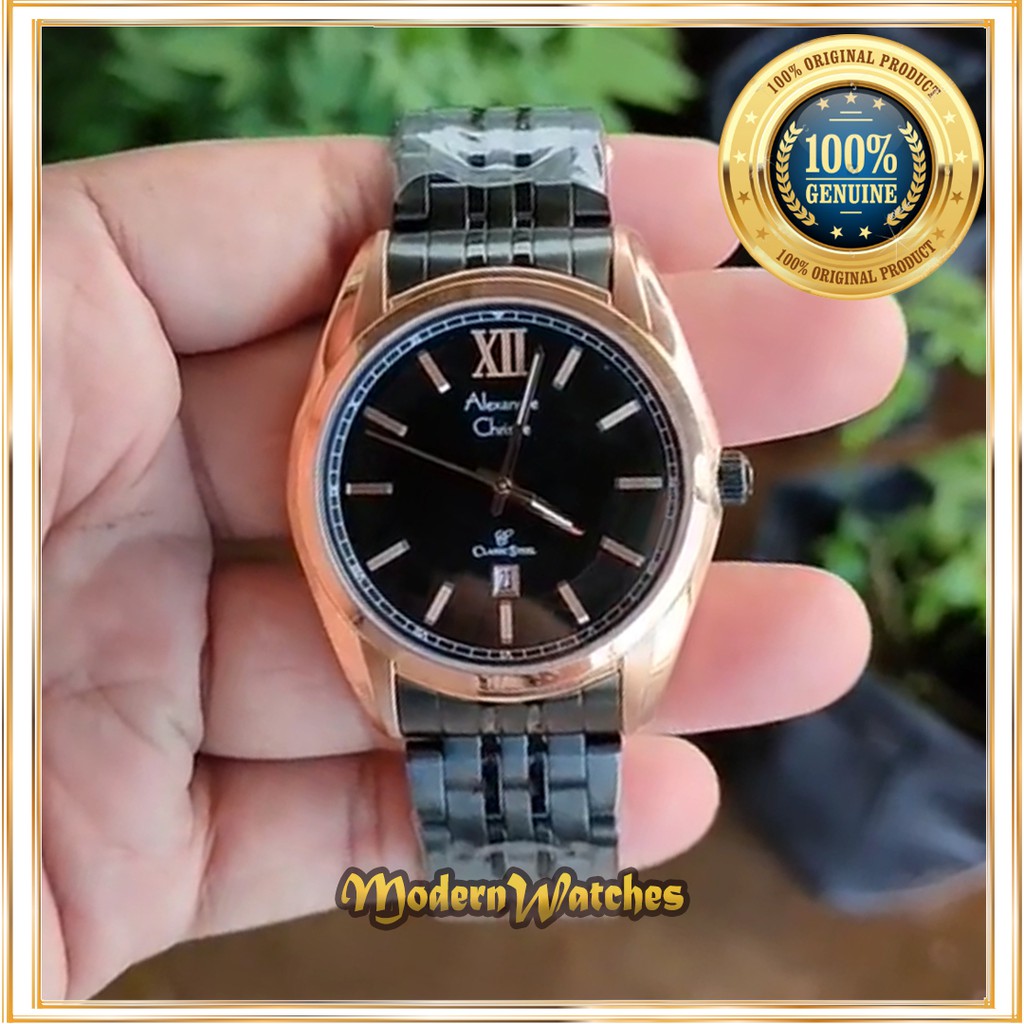 Jam Tangan Pria Ori Alexandre Christie AC Classic Hitam Rosegold Black Simple Terlaris Alexander