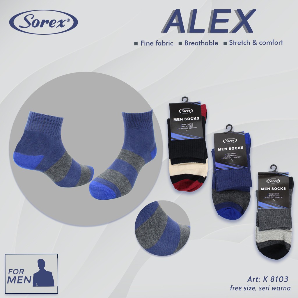 Sorex Kaos Kaki Pria Alex Freesize Tinggi Setengah Betis K 8103 - Aksesoris Pakaian Pria