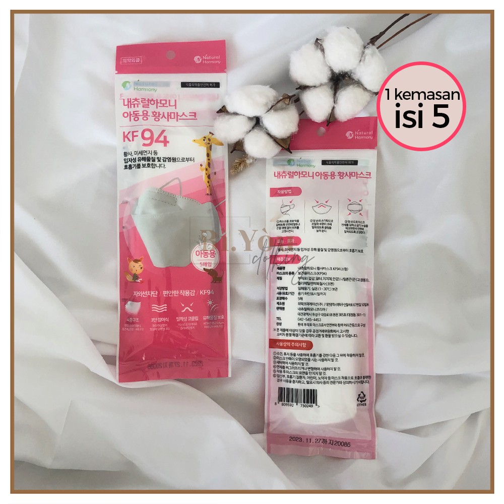 [5pcs/pack] Masker KF94 Natural Harmony Kids Original Mask Made in Korea