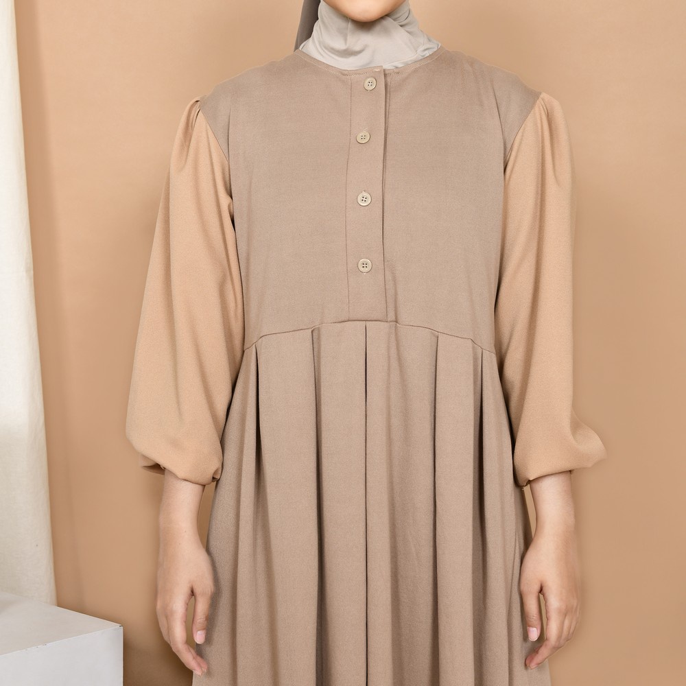 Mybamus Tisha Plit Dress Khaki M15932 R29S1 - Gamis Muslim-5