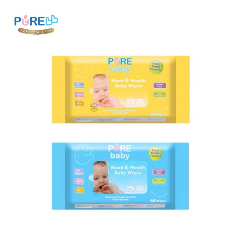 PURE BB Hand and Mouth Baby Wipes 60's