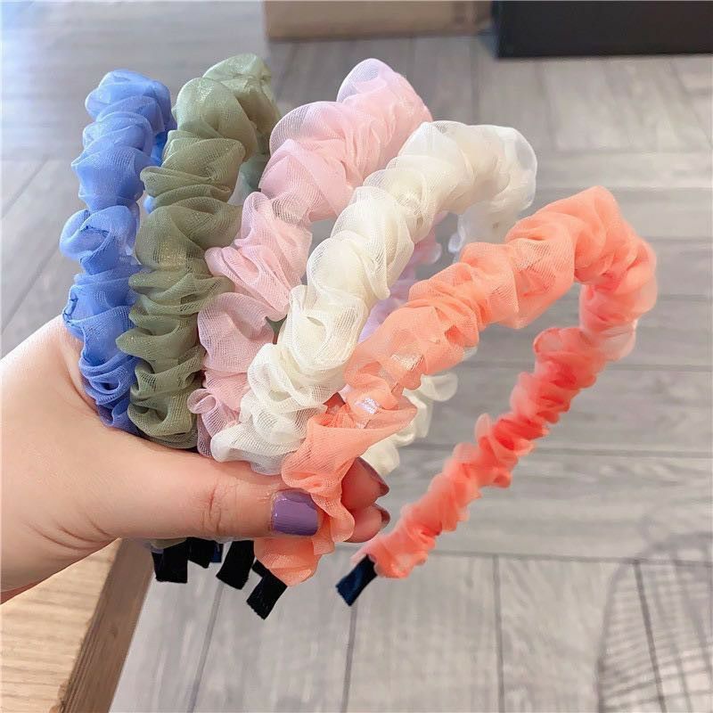 [COD] Bando Kerut Bando Scrunchie Ala Korea Bando Sifon Transparan Bando Korea Warna Warni Cantik